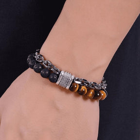 Pulsera Doble con Piedras Naturales - Ojo de Tigre