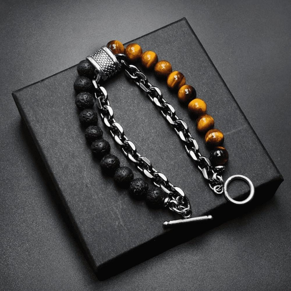 Pulsera Doble con Piedras Naturales - Ojo de Tigre