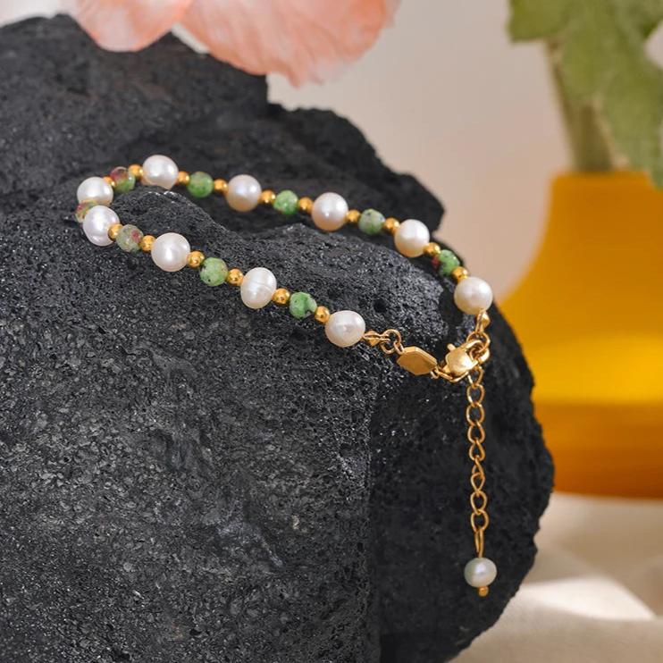 Pulseira com Pérolas e Pedras Naturais - Sundian