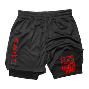 2 in 1 Compression Shorts - Sasageo Red - Sundian 