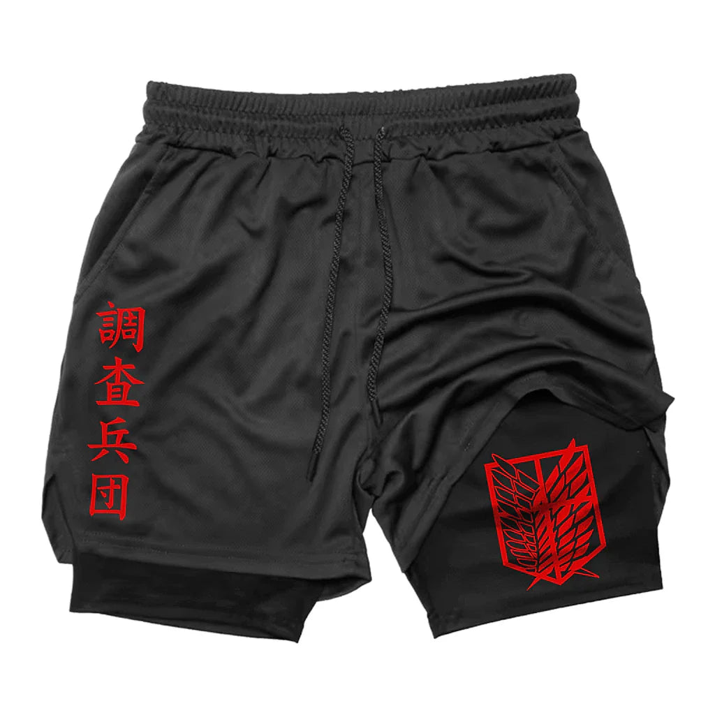 2 in 1 Compression Shorts - Sasageo Red - Sundian 
