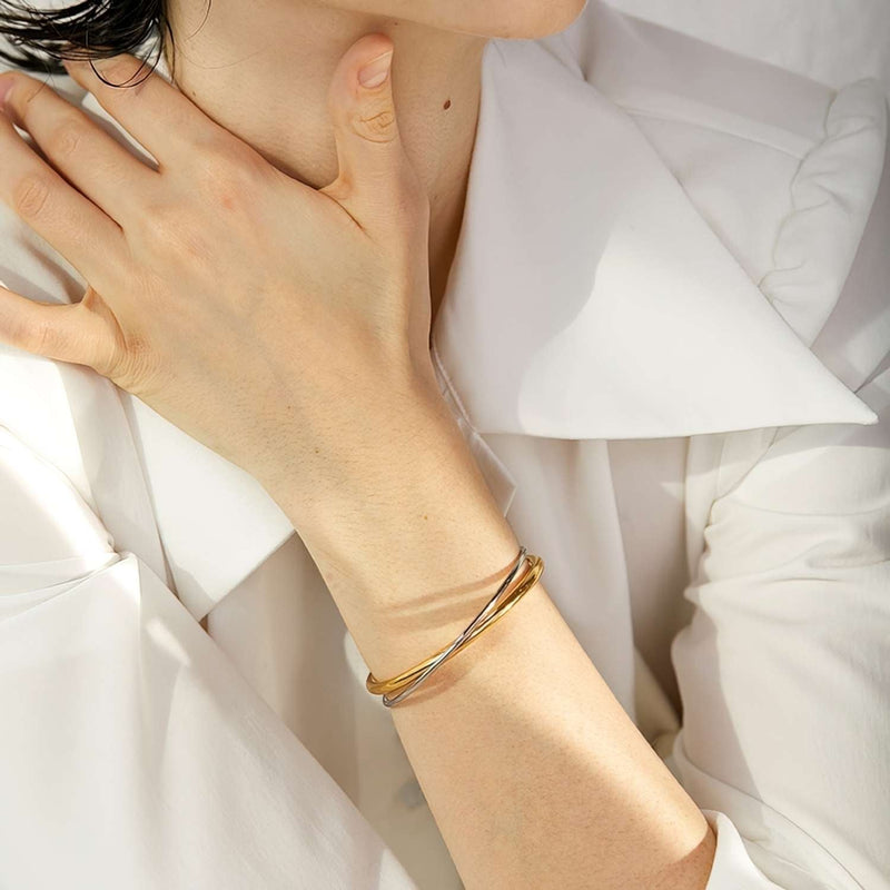 Bracelete Cuff Double Banhado a Ouro 18k