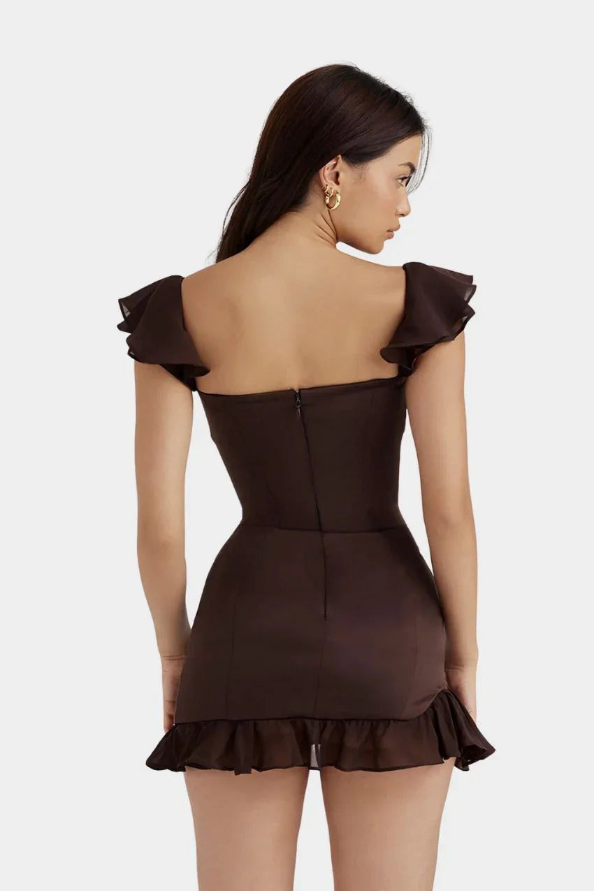 Vestido Chocolate Elena – Sofisticação com caimento perfeito